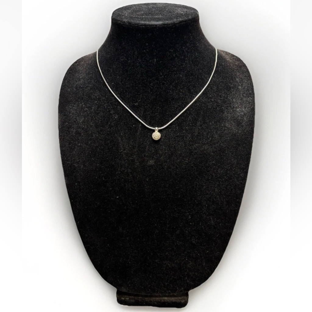 Vintage Christian Dior Silvertone 16 Inch Necklace With Rhinestone Pendant 4265 90$